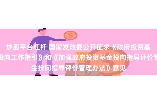 炒股平台杠杆 国家发改委公开征求《政府投资基金布局规划和投向工作指引》和《加强政府投资基金投向指导评价管理办法》意见