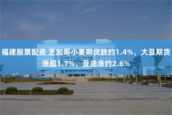 福建股票配资 芝加哥小麦期货跌约1.4%，大豆期货涨超1.7%，豆油涨约2.6%