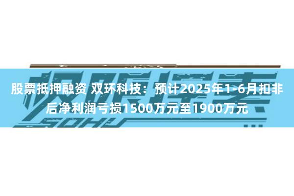 股票抵押融资 双环科技:预计2025年1-6月扣非后净利润亏损1500万元至1900万元