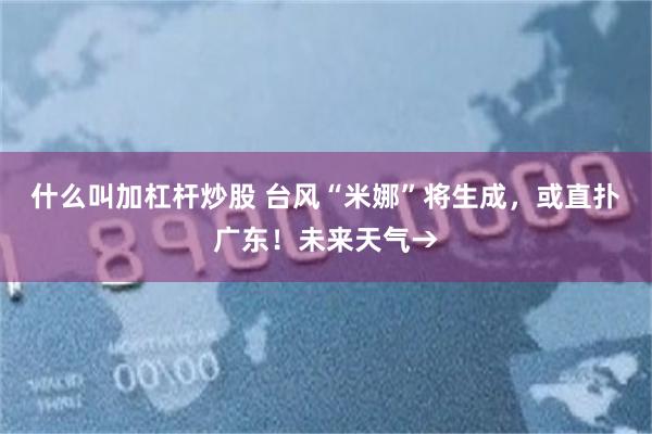 什么叫加杠杆炒股 台风“米娜”将生成，或直扑广东！未来天气→
