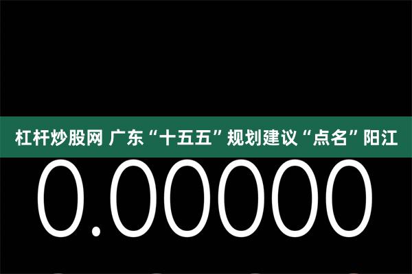 杠杆炒股网 广东“十五五”规划建议“点名”阳江