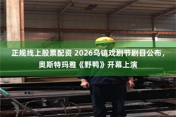 正规线上股票配资 2026乌镇戏剧节剧目公布，奥斯特玛雅《野鸭》开幕上演