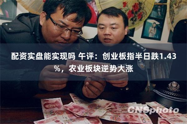 配资实盘能实现吗 午评:创业板指半日跌1.43%,农业板块逆势大涨