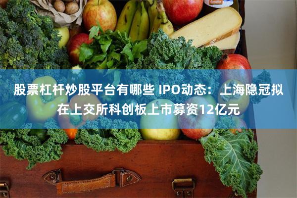 股票杠杆炒股平台有哪些 IPO动态：上海隐冠拟在上交所科创板上市募资12亿元