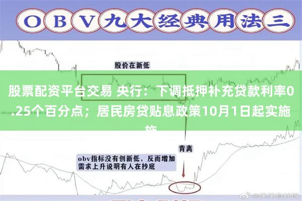 股票配资平台交易 央行：下调抵押补充贷款利率0.25个百分点；居民房贷贴息政策10月1日起实施