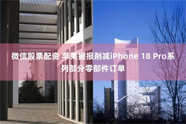 微信股票配资 苹果据报削减iPhone 18 Pro系列部分零部件订单