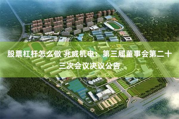 股票杠杆怎么做 兆威机电：第三届董事会第二十三次会议决议公告